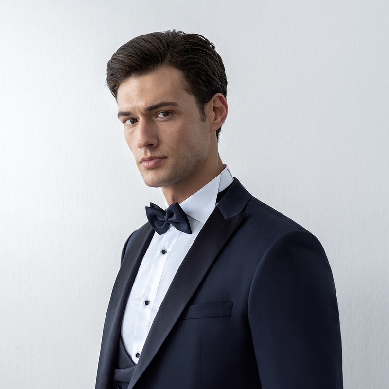 Happy Night Carlo Lacivert Papyon Yelek Takım Slim Fit Smokin 