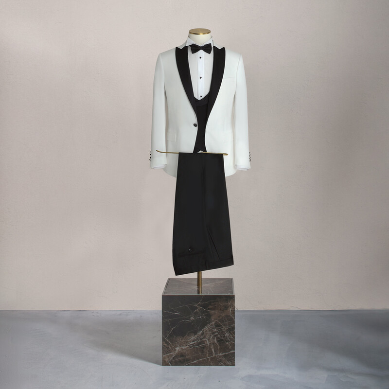 Happy Night Carlo Yelek Papyon Takım Ekru Slim Fit Smokin 