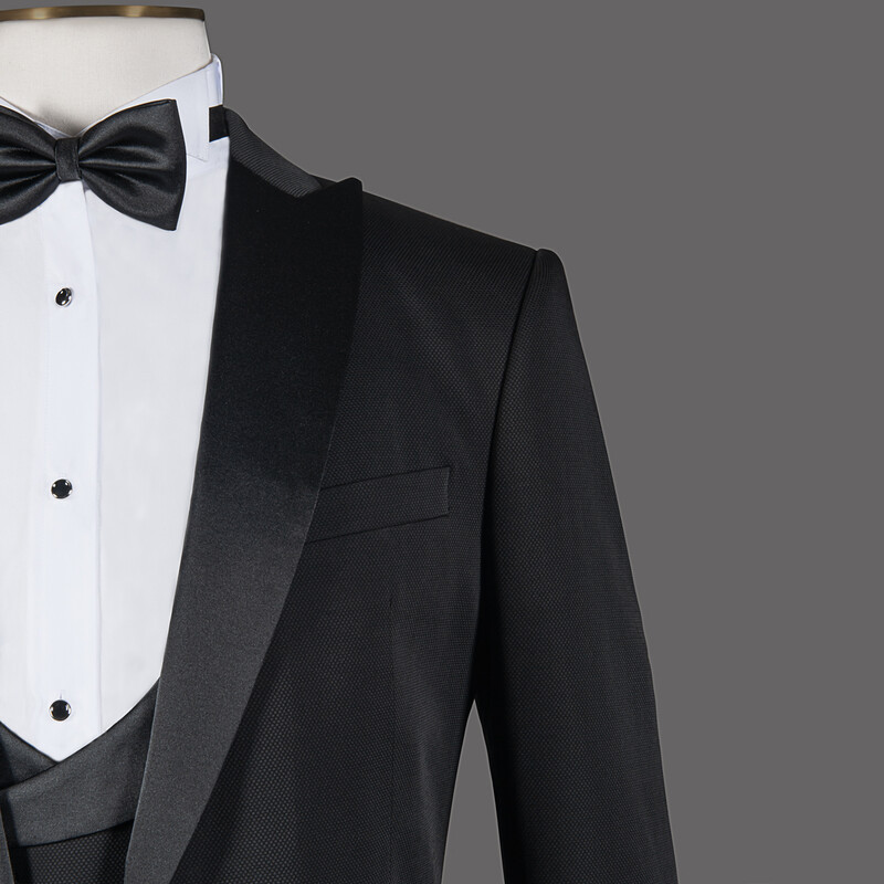 Happy Night Carlo Yelek Papyon Takım Slim Fit Siyah Smokin - INTERVIEW