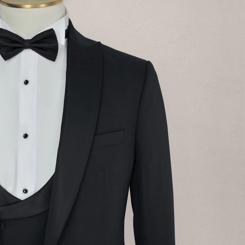 Happy Night Carlo Yelek Papyon Takım Slim Fit Siyah Smokin - INTERVIEW