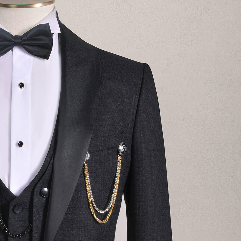 Happy Night Carlo Papyon Yelek Takım Slim Fit Siyah Smokin - INTERVIEW