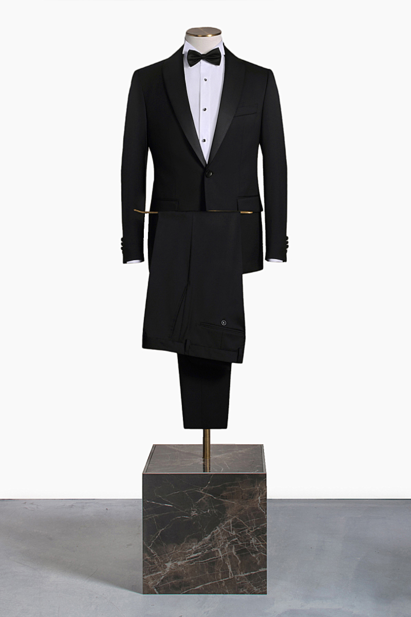 Happy Night Slim Fit Kuşak Papyon Mendil Takım Siyah Smokin - 1