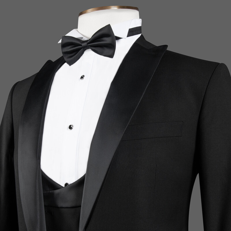 Happy Night Yelek Papyon Takım Siyah Slim Fit Smokin - INTERVIEW