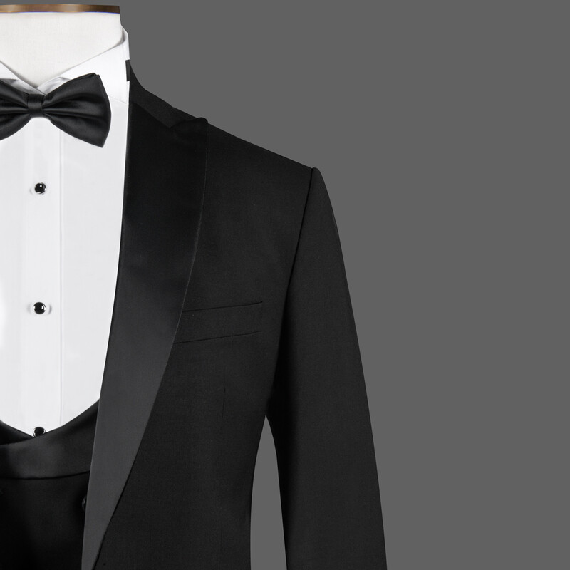 Happy Night Yelek Papyon Takım Siyah Slim Fit Smokin - INTERVIEW