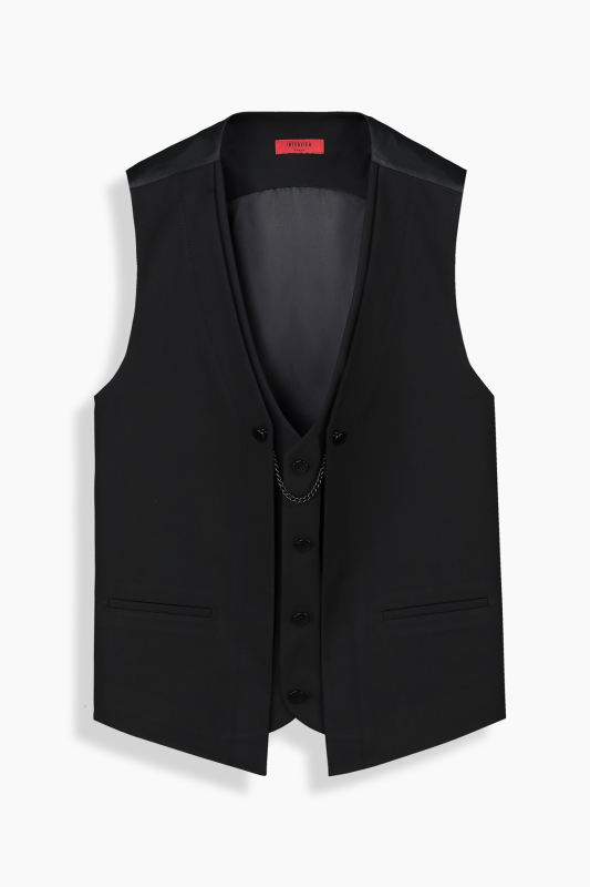 Happy Slim Fit Yelekli Siyah Smokin - INTERVIEW