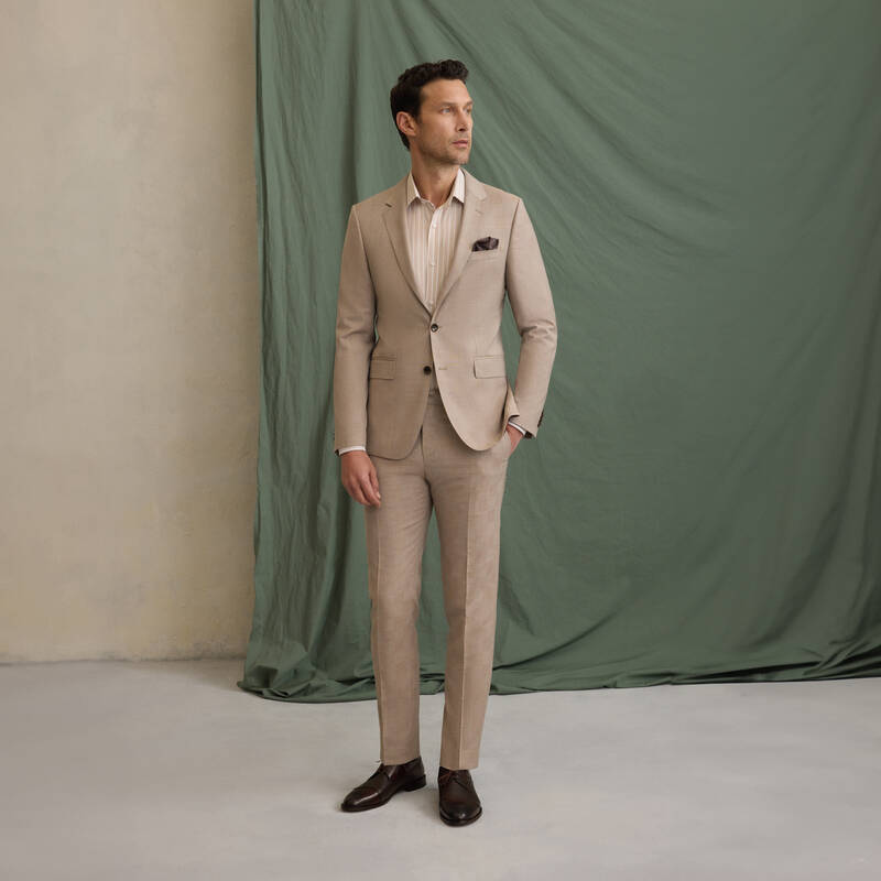 Hardwin Slim Fit Bej Yeni Yün Takım Elbise - 1