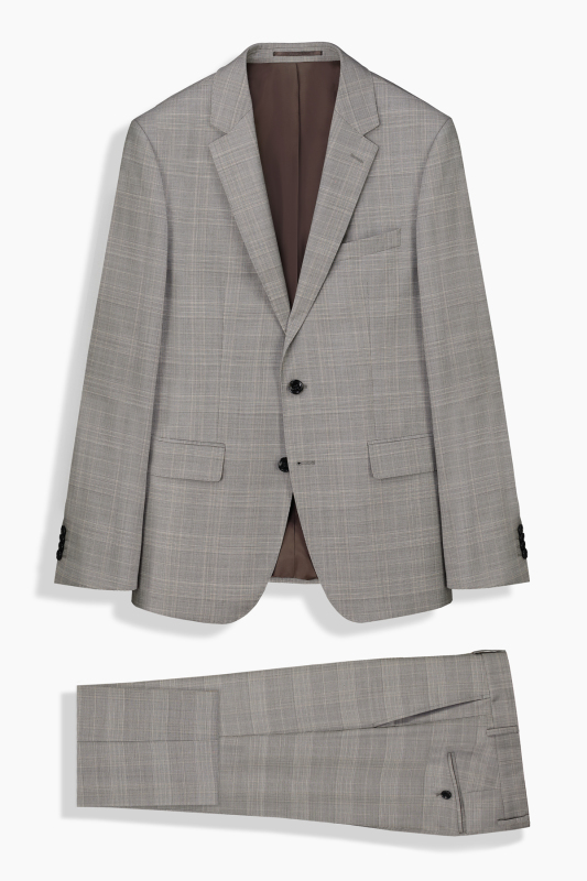 Hardwin Slim Fit Koyu Bej Ekose Takım Elbise - SARAR PREMIUM