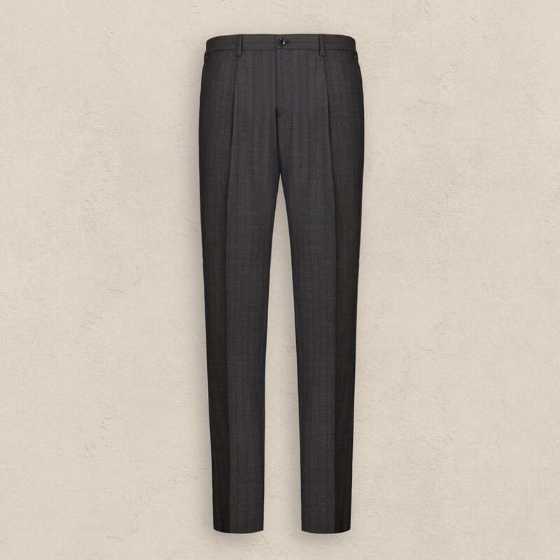 Hartley Ivalo Regular Fit Çizgili Koyu Kahverengi Takım Elbise - SARAR