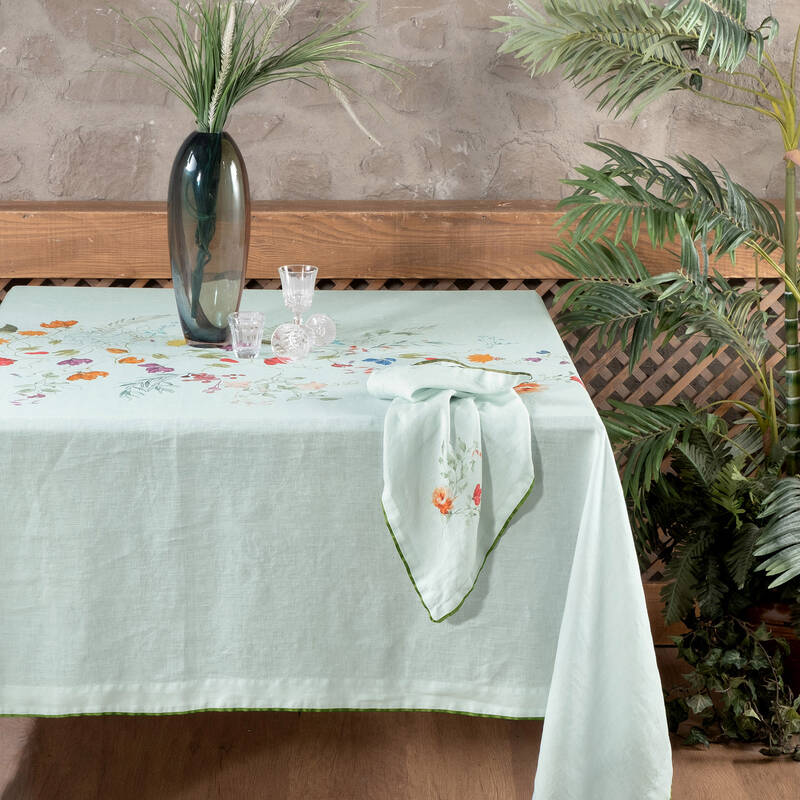 Hemera Keten 170x240 Masa Örtüsü Yeşil - 1