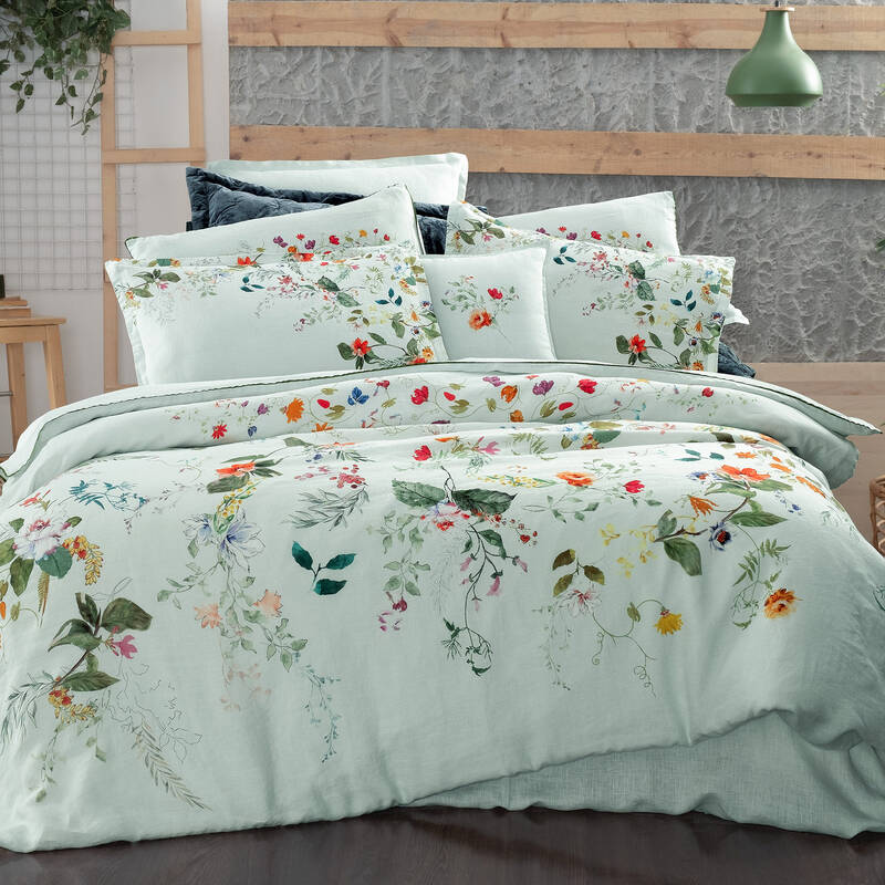 Hemera Keten Nevresim Takımı Çift Kişilik Yeşil - 2