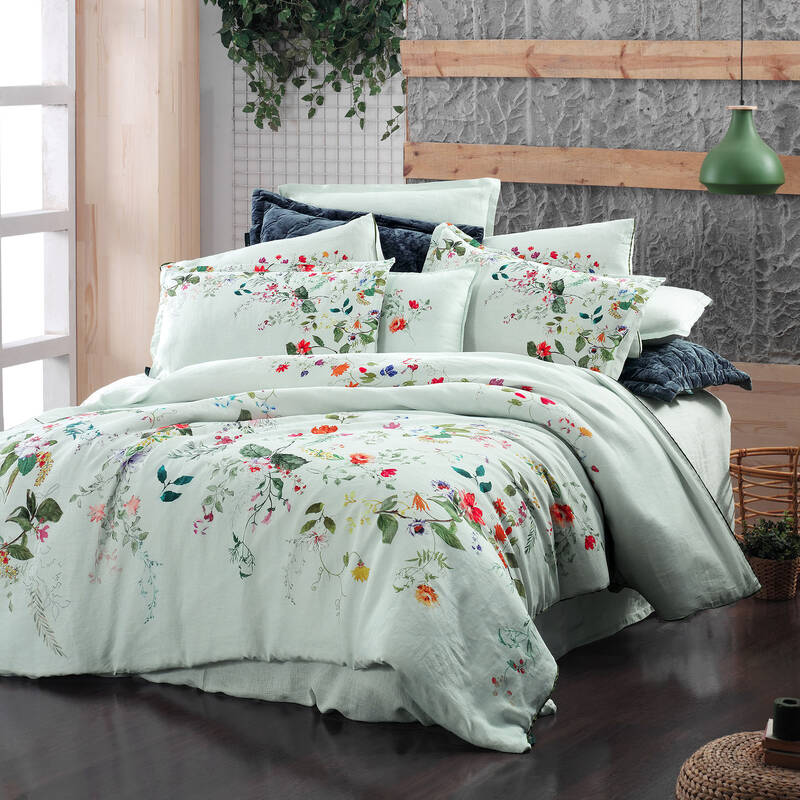 Hemera Keten Nevresim Takımı Çift Kişilik Yeşil - 1