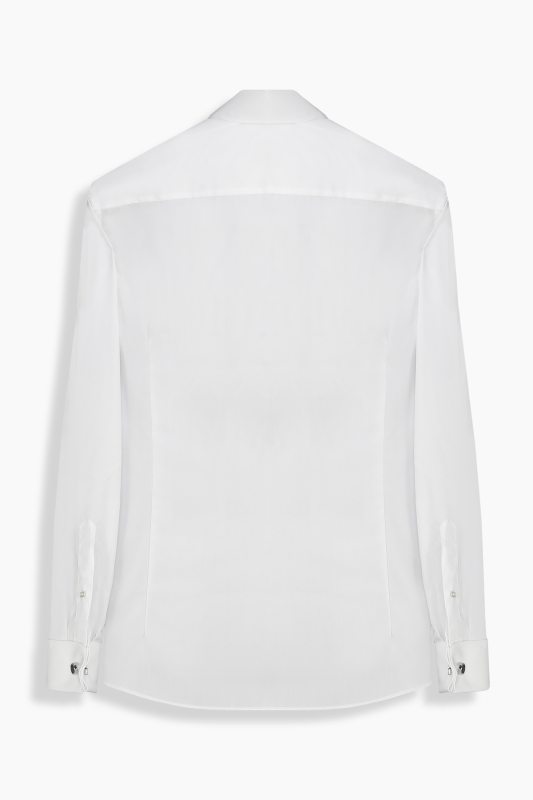 Hls Geniş Manşet Beyaz Smokin Gömlek - INTERVIEW