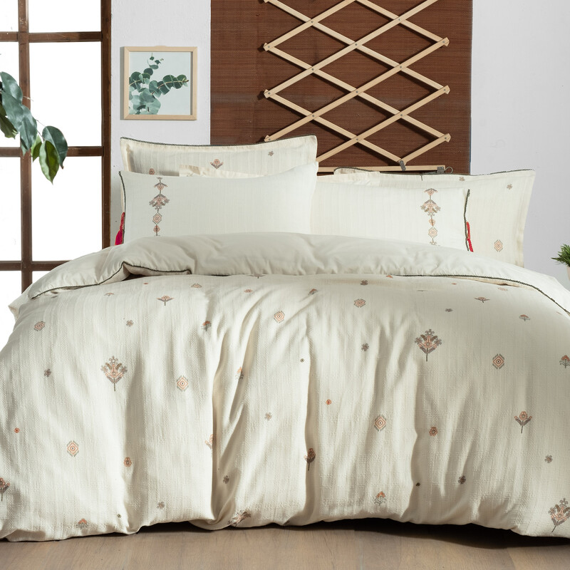 İdil Çift Kişilik Nevresim Takımı Ekru - SAREV