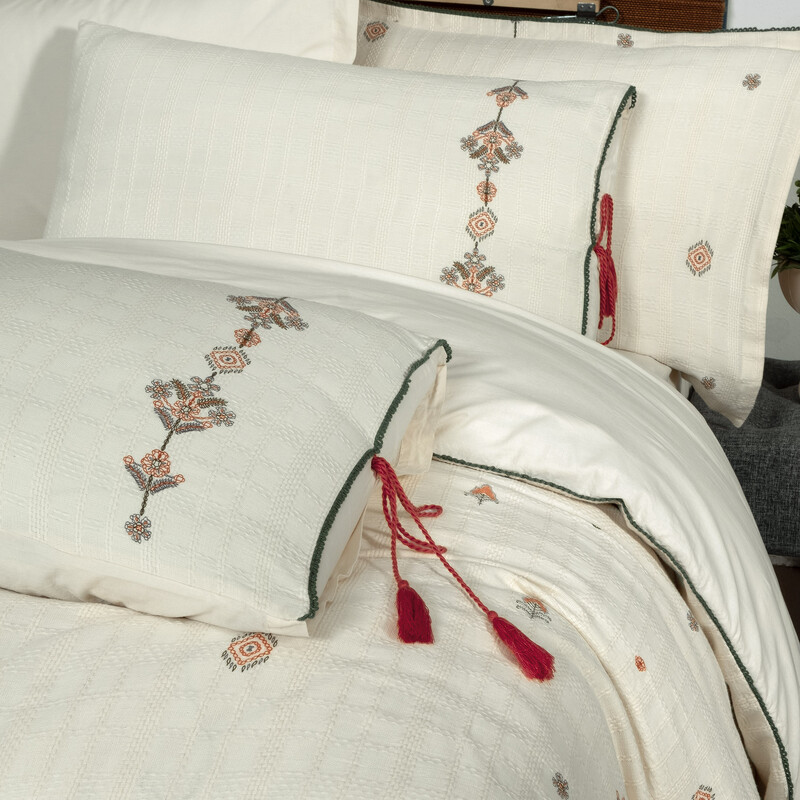 İdil Nevresim Takımı King Size Ekru - SAREV