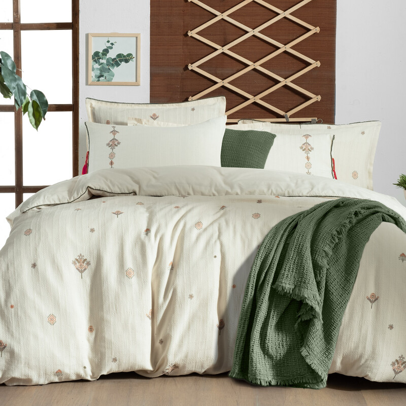 İdil Tek Kişilik Nevresim Takımı Ekru 