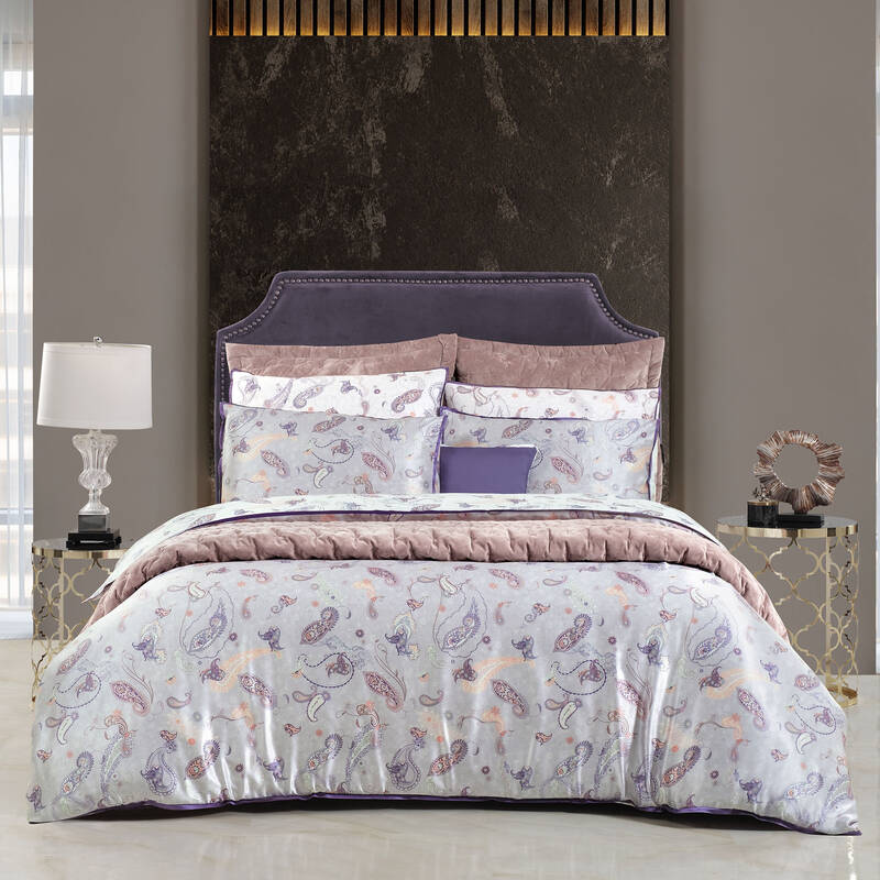 Ikarus %100 Ipek Saten Çift Kişilik Lila Nevresim Takımı - 2