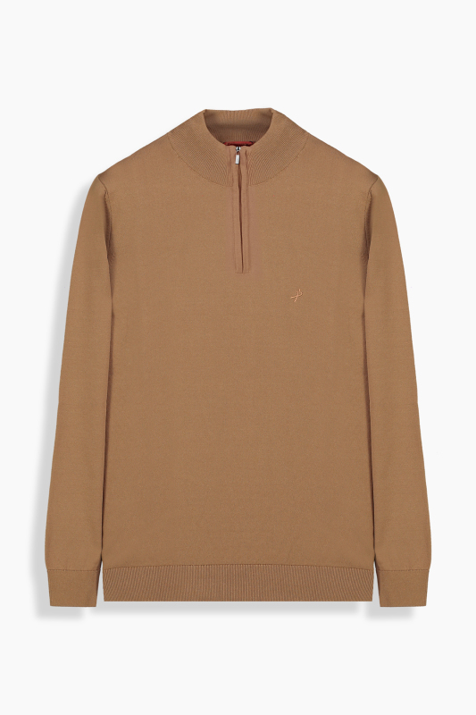 Fermuarlı Yarım Balıkçı Mocha Triko 