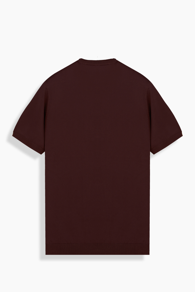 Bisiklet Yaka Bordo Triko Tişört - 2