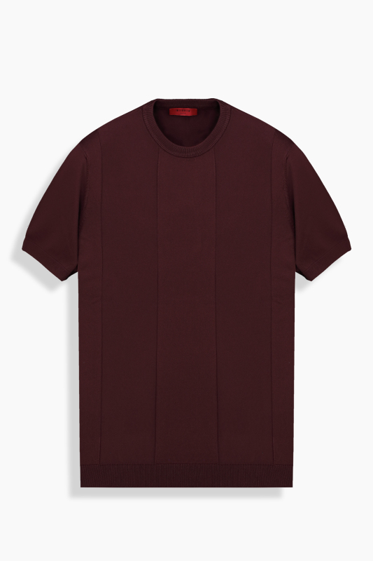 Bisiklet Yaka Bordo Triko Tişört 