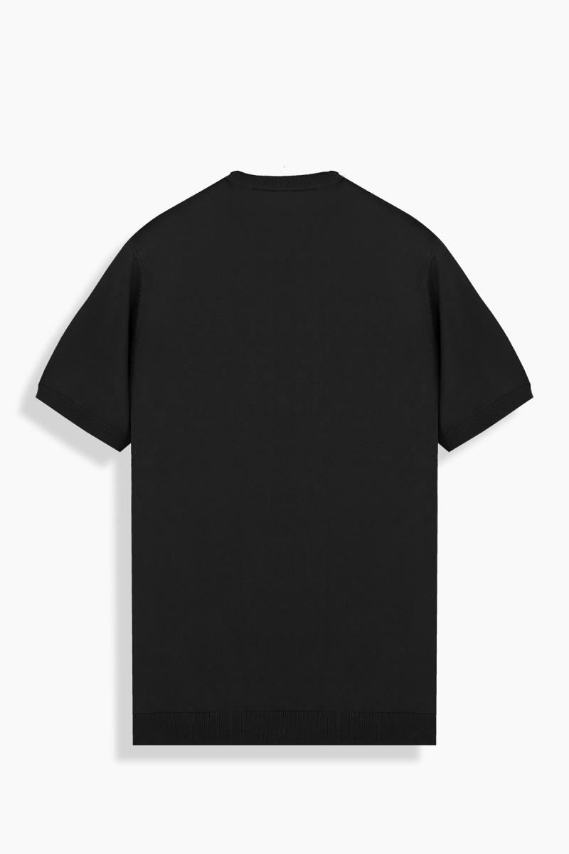 Bisiklet Yaka Siyah Triko Tişört - 2