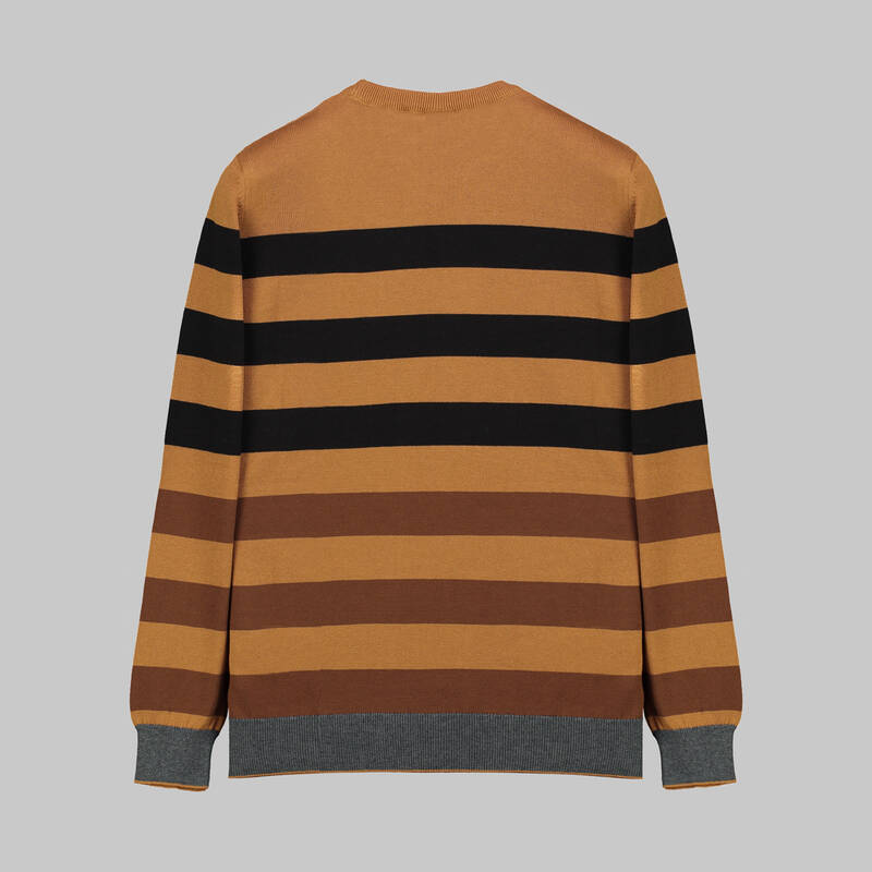 Bisiklet Yaka Çizgili Hardal Triko - 2