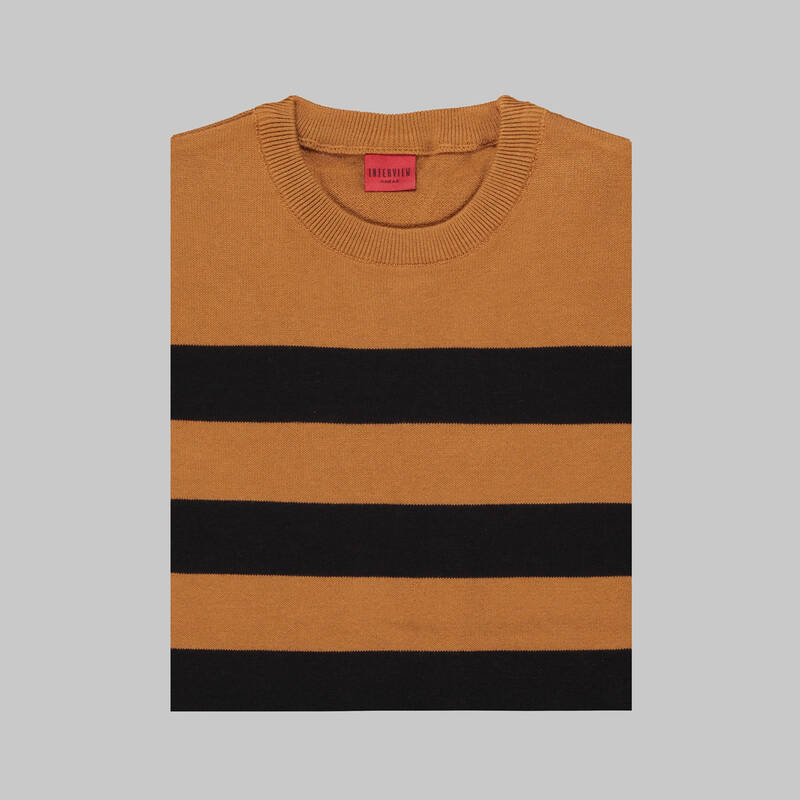 Bisiklet Yaka Çizgili Hardal Triko - 3