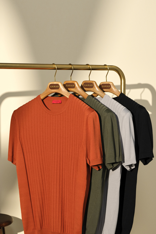 Bisiklet Yaka Kısa Kol Kiremit Triko Tişört 