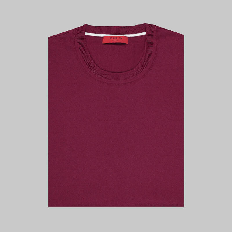 Bisiklet Yaka Kısa Kollu Bordo Triko - 3