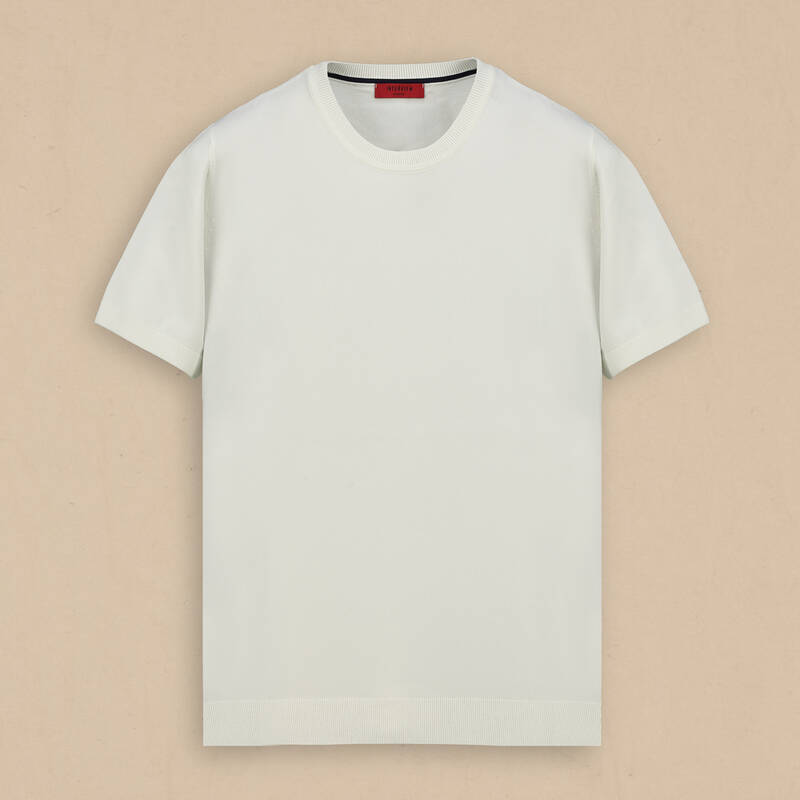 Bisiklet Yaka Kısa Kollu Ekru Triko - 2