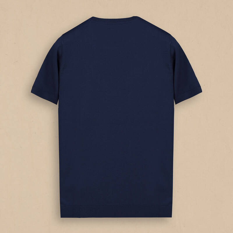 Bisiklet Yaka Kısa Kollu Lacivert Triko - 2