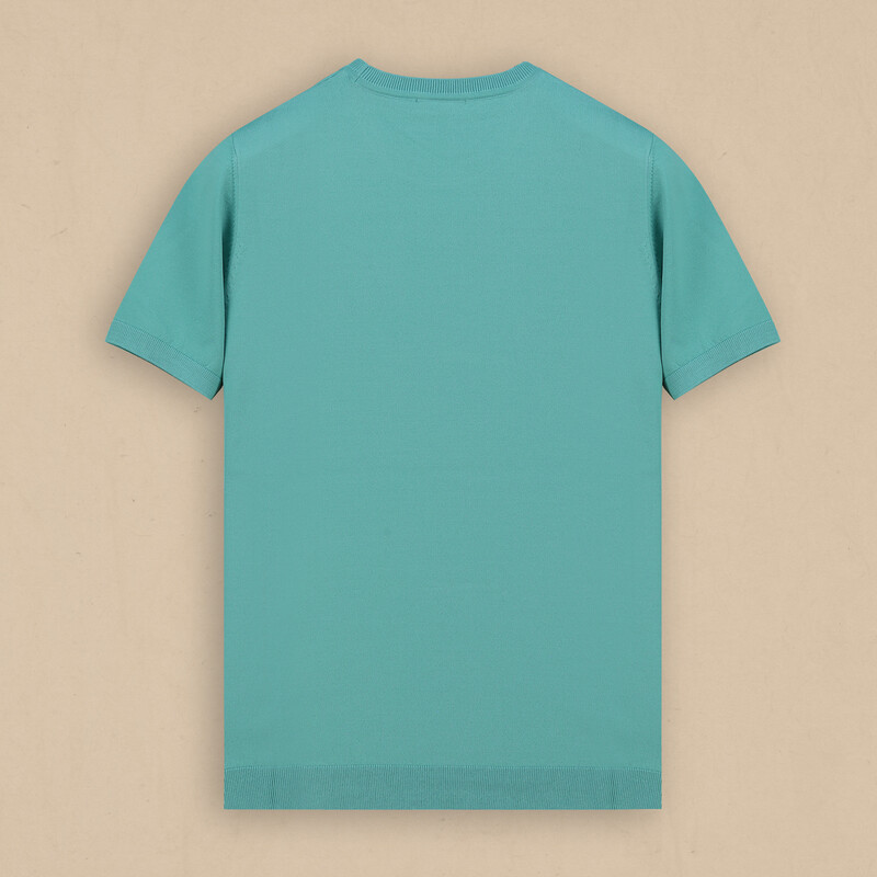 Bisiklet Yaka Kısa Kollu Turkuaz Triko - INTERVIEW