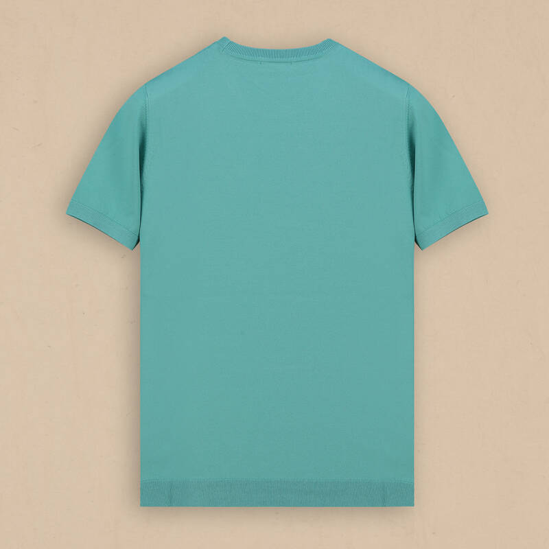 Bisiklet Yaka Kısa Kollu Turkuaz Triko - 2