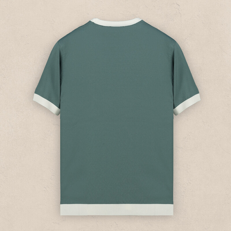 Bisiklet Yaka Kısa Kol Desenli Mint Yeşil Triko - INTERVIEW