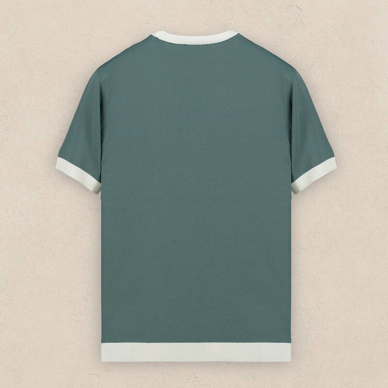 Bisiklet Yaka Kısa Kol Desenli Mint Yeşil Triko - 4