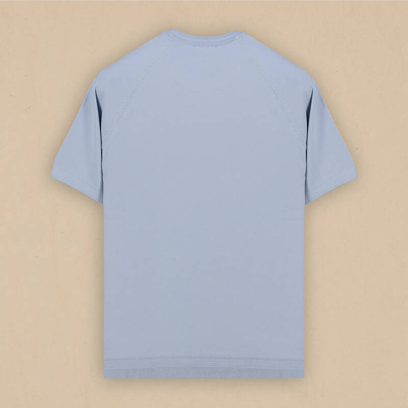 Kısa Kol Bisiklet Yaka Mavi Triko - 2