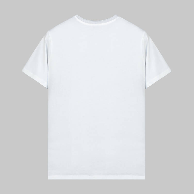 Bisiklet Yaka Baskılı Beyaz Tişört - 3