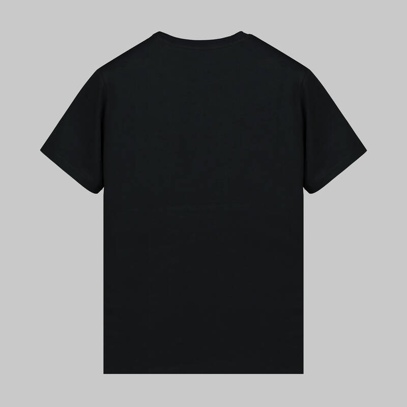 Bisiklet Yaka Baskılı Siyah Tişört - 2