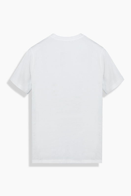 Bisiklet Yaka Önü Desenli Beyaz Tişört - INTERVIEW