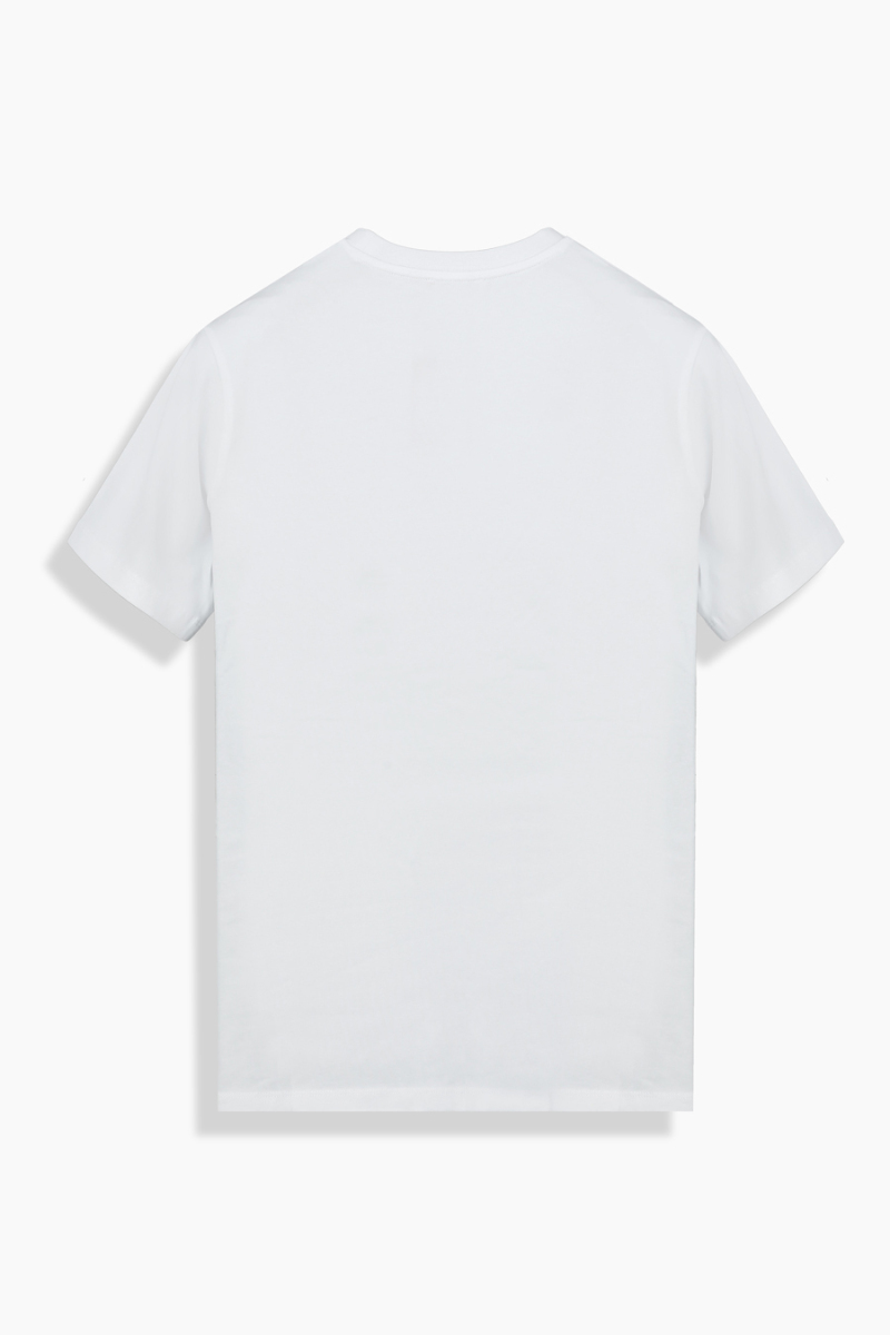 Bisiklet Yaka Önü Desenli Beyaz Tişört - 3