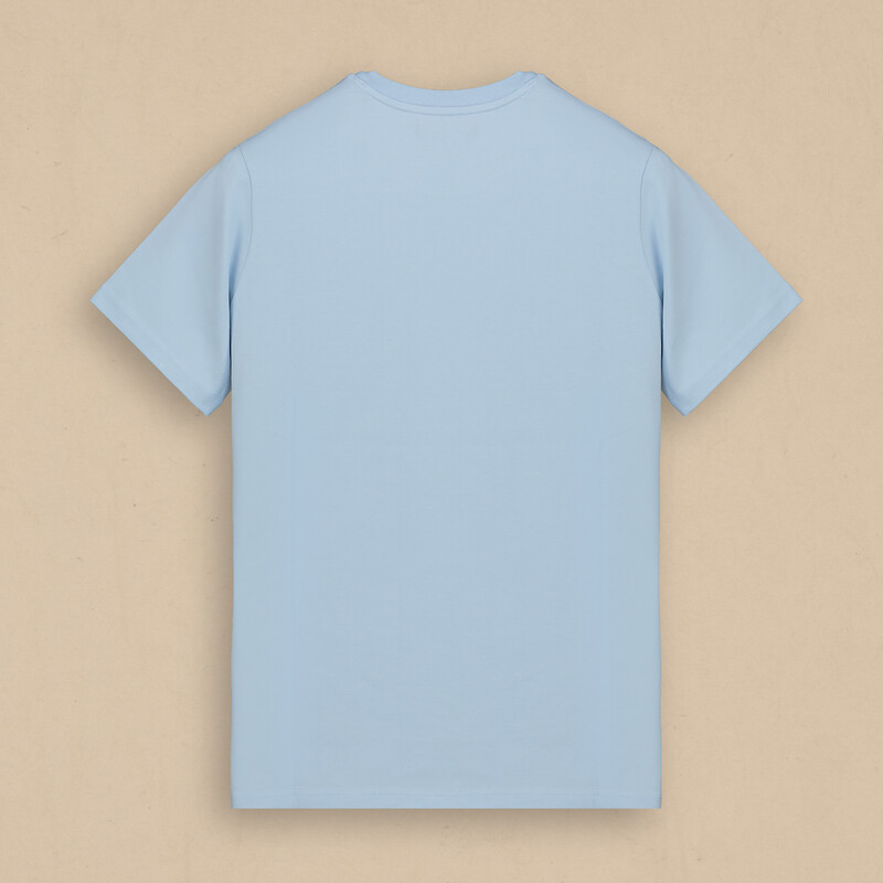 Bisiklet Yaka Önü Desenli Mavi Tişört - INTERVIEW