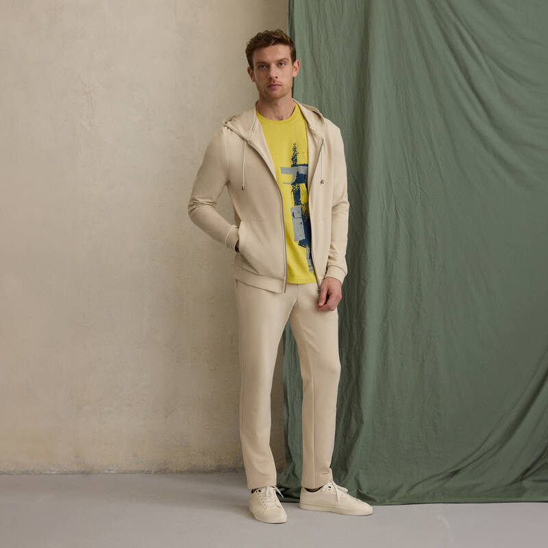 Bisiklet Yaka Pamuklu Hardal Tişört - 2