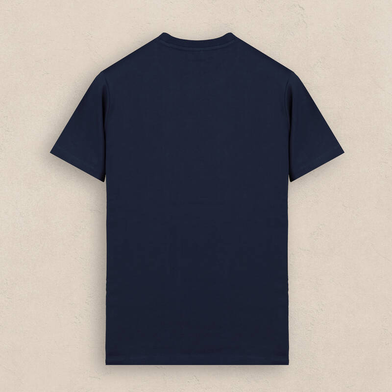 Bisiklet Yaka Önü Desenli Lacivert Tişört - 2