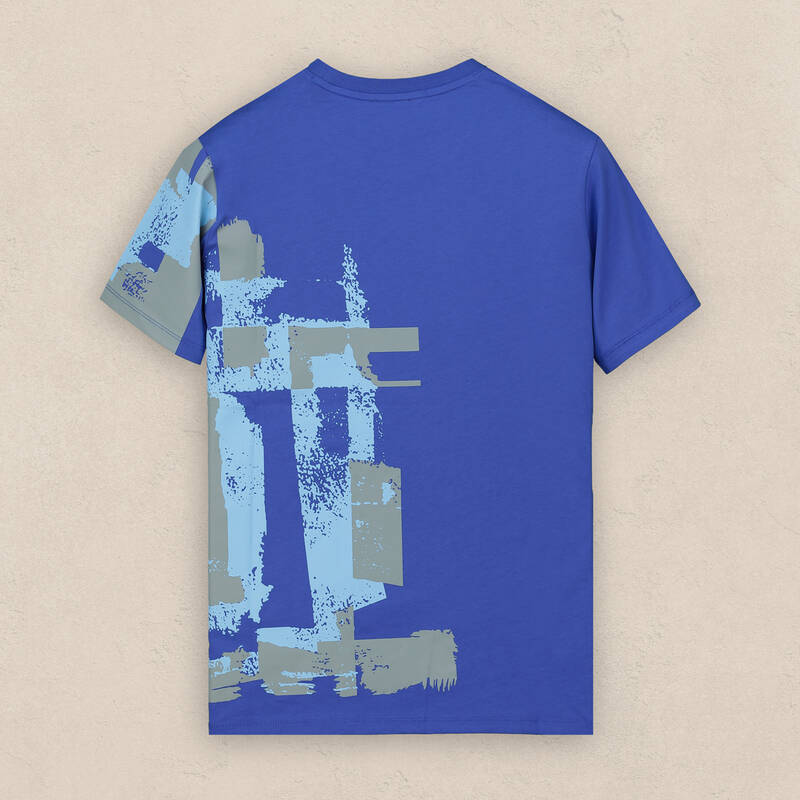 Bisiklet Yaka Pamuklu Saks Tişört - 2