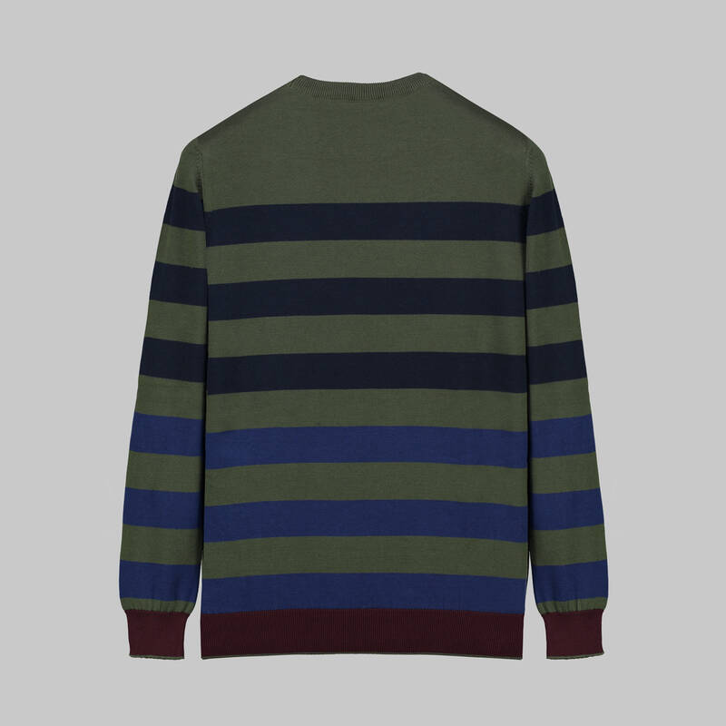 Bisiklet Yaka Çizgili Haki Triko - 2