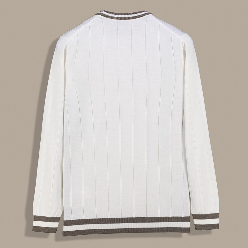 Renkli Bisiklet Yaka Ekru Triko - INTERVIEW