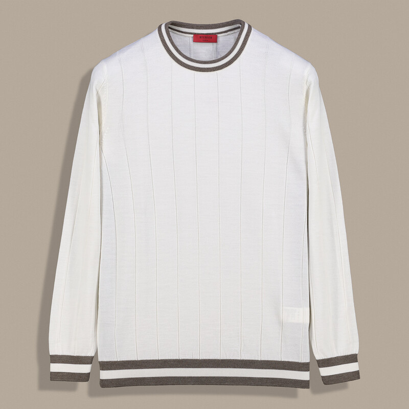 Renkli Bisiklet Yaka Ekru Triko 