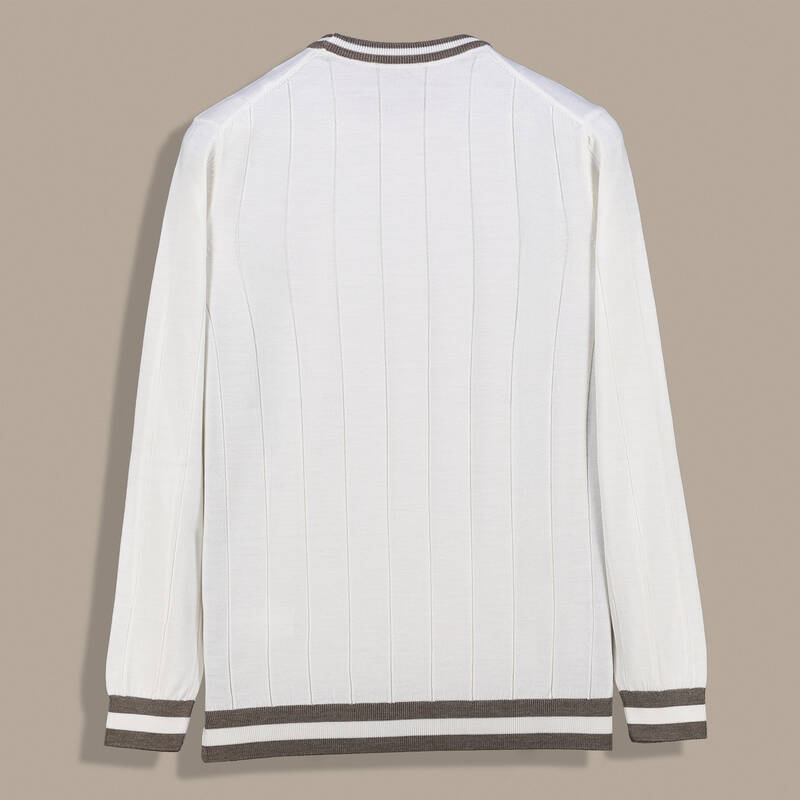 Renkli Bisiklet Yaka Ekru Triko - 2