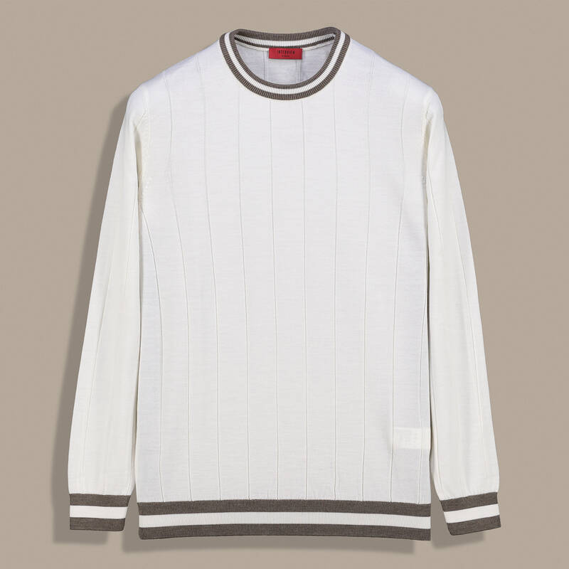 Renkli Bisiklet Yaka Ekru Triko - 1