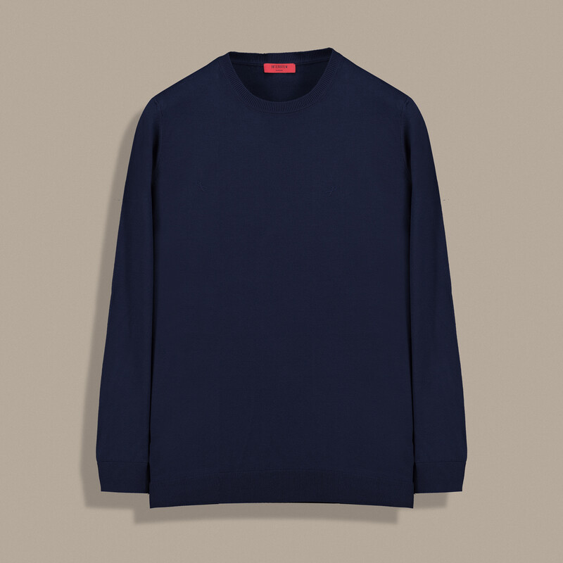 O Yaka Lacivert Triko Kazak 