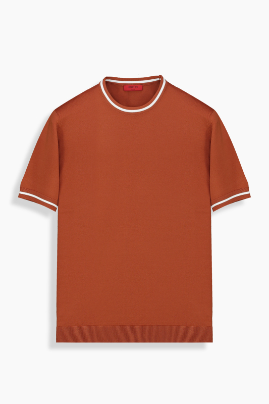 Bisiklet Yaka Relax Fit Kiremit Tişört 